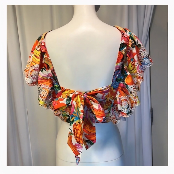 NWT Aqua Vibrant Fruit and Floral Blouse 2 piece outfit - Picture 7 of 8